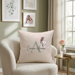 Kişiye Özel Tasarımlı Lamineli Ham Bez Bohem Dekoratif Yastık – 