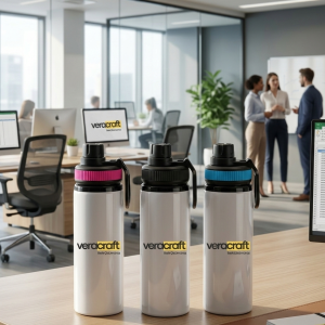 Renkli Kapaklı Logo Baskılı Su Matarası