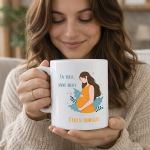 Kişiye Özel İsimli En Tatlı Anne Adayı Tasarım Porselen Kupa | Veracraft