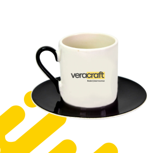 Kurumsal Logo Baskılı Türk Kahvesi Fincanı Siyah S Kulp 6 Adet