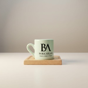 Kurumsal Logo Baskılı Pastel Yeşil Türk Kahvesi Fincanı 6 Adet