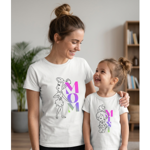 Anne - Kız Kombini Çakmaktaş Temalı Mom Beyaz Tişört