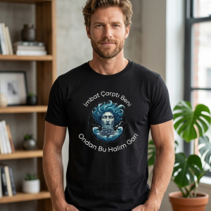 İmbat Çarptı Gari Tasarımlı Sürrealist Siyah Unisex Pamuklu Tişört