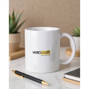 Veracraft Kurumsal Logo Baskılı Porselen Kupa Bardak 330ml – Baskı Çözümcünüz