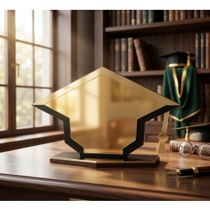 Kişiye Özel Kep Tasarımlı Mezuniyet Plaketi – Altın Detaylı 