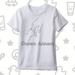 Boyanabilir Çocuk Tişörtü - El Ele Tasarımı (Canım Annem)